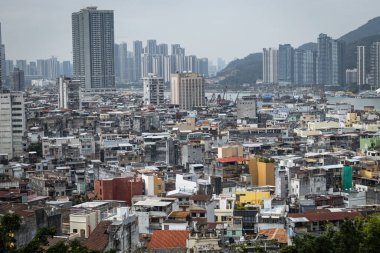 Monte Kalesi 'nin tepesinden Macau şehrinin hava manzarası.
