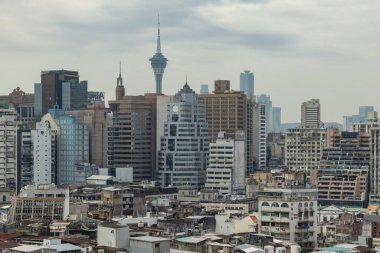 Monte Kalesi 'nin tepesinden Macau şehrinin hava manzarası.
