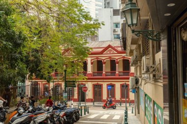 Portekiz 20. yüzyıl başları Macau 'daki Rua de Pedro Nolasco da Silva' daki miras binası.