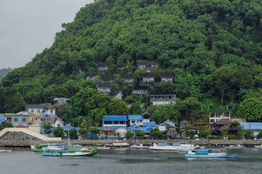 Komodo Ulusal Parkı Labuan Bajo Endonezya 'daki tekneler.