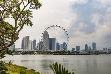 Singapur Flyer dönme dolap manzarası Singapur 'daki Bay Park' ın oradaki Bahçeler 'den