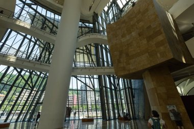 BILBAO, SPAIN - July 3, 2024: Inside hall view of the Guggenheim Museum in Bilbao Spain