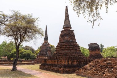 Tayland 'ın eski Tayland başkenti Ayutthaya' da antik Budist sputaları