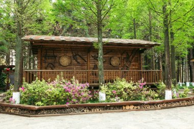 Geleneksel köy evi Çin 'in Yunnan, Kunming' in Yunnan Etnik Köyü 'nün tipik evi