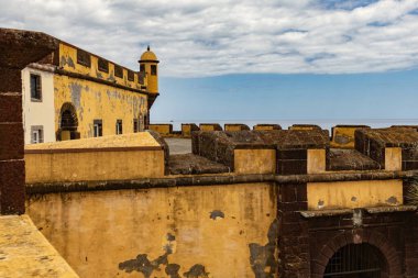 Portekiz 'in Madeira kentindeki San Tiago kalesinin dış detayları (Fortaleza de Sao Tiago do Funchal)