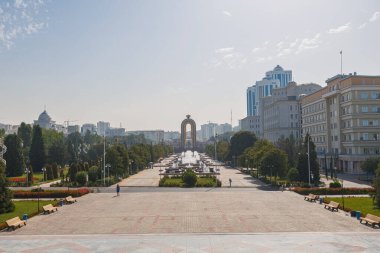 View from the Independence square in Dushanbe, Tajikistan, touristic place in the capital