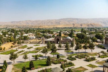 Aerial view of Hisor town, historical place on the Great Silk road in Hisor Tajikistan