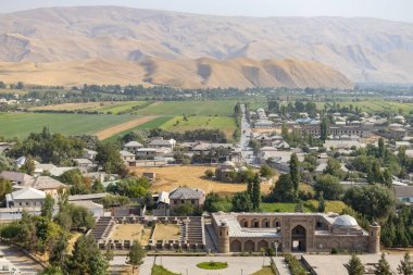 Aerial view of Hisor town, historical place on the Great Silk road in Hisor Tajikistan