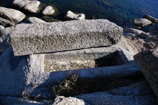 Landscape Lake Bafa Turkey Ancient Tombs Water — Photo