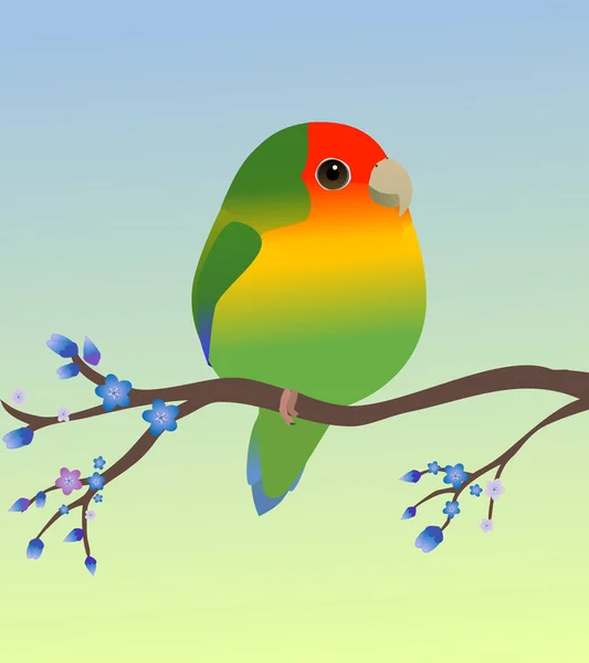 Roztomilý Pták Růžovým Obličejem Tvaru Vajíčka Měkké Modré Zelené Gradient — Stockový vektor