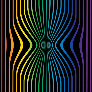 Çimdik efektli soyut çizgiler. Sanki bir şey çizgileri ortaya itiyor gibi. Gökkuşağı eğimli siyah renkler.