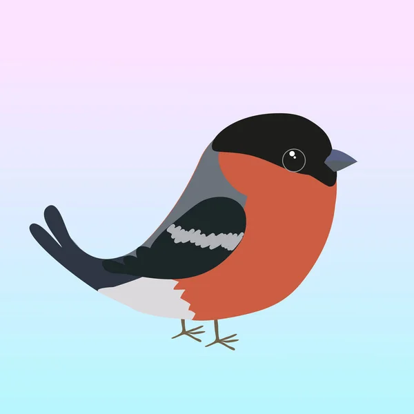 Leuke Euraziatische Bullfinch Vogel Illustratie Achtergrond Zacht Blauw Roze Verloop — Stockvector