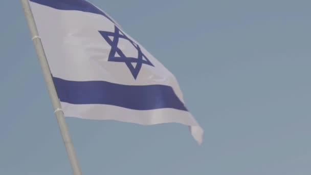 Vídeo Bandeira Israelita Com Fundo Céu — Vídeo de Stock