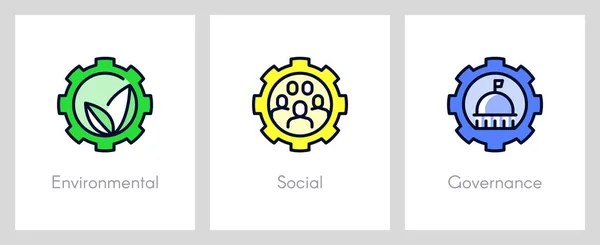 Gouvernance Sociale Environnementale Concept Entreprise Modèle Page Web Métaphores Avec — Image vectorielle