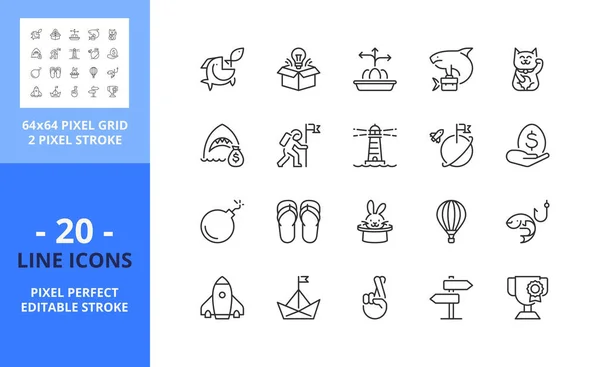 Line Icons Business Finances Metaphors Idioms Contains Icons Mission Vision Vetores De Bancos De Imagens