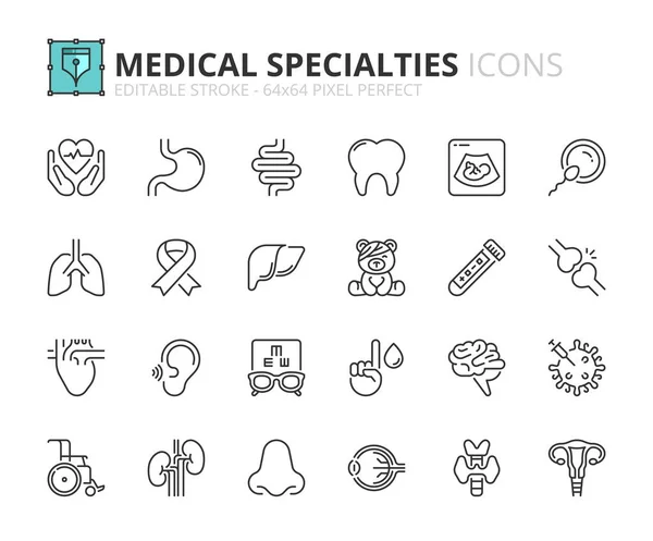 Line Icons Medical Specialties Contains Icons Health Care Virology Gynecology Gráficos Vetores