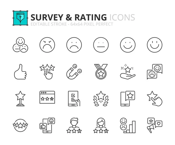 Line Icons Survey Rating Contains Icons Referral Marketing Customer Satisfaction Vecteur En Vente