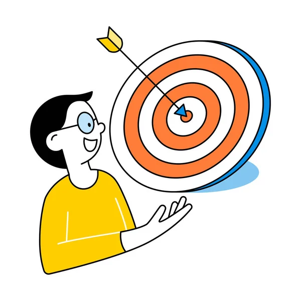 Illustration Business Concept People Business Activities Man Dartboard Dart Target — Stock Vector