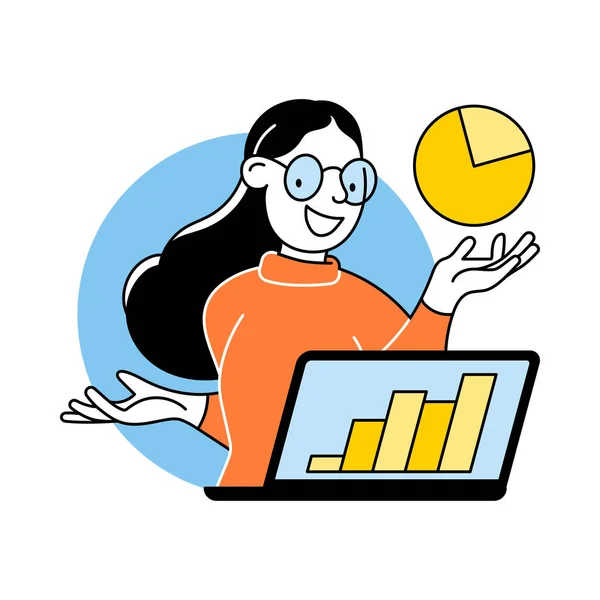 Illustration Business Concept People Business Activities Data Monitoring Reporting Analyzing Ilustración De Stock