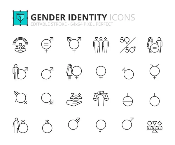 Line Icons Gender Identity Contains Icons Equality Male Female Transgender Vecteurs De Stock Libres De Droits