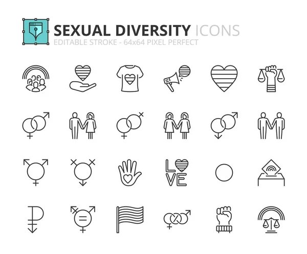 Line Icons Sexual Diversity Contains Icons Hetero Gay Lesbian Bisexual Ilustración De Stock