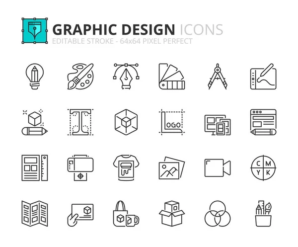 Ícones Linha Sobre Design Gráfico Contém Ícones Como Vetor Illustation —  Vetores de Stock