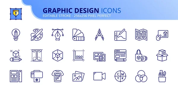 Čárové Ikony Grafickém Designu Obsahuje Ikony Jako Vektor Ilustrace Webdesign — Stockový vektor