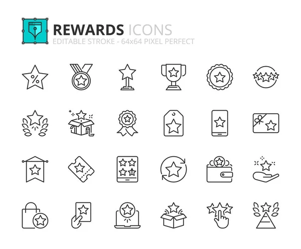 Ícones Linha Sobre Recompensas Contém Ícones Como Bônus Descontos Benefícios Ilustrações De Bancos De Imagens Sem Royalties