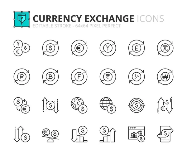 Line Icons Currency Exchange Contains Icons Track Exchange Rate Dollar — Stock Vector