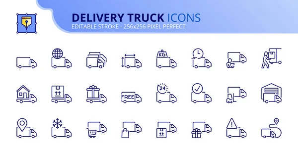 Iconos Línea Sobre Camión Reparto Contiene Iconos Como Servicios Logísticos — Vector de stock