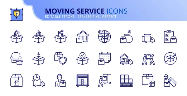 Iconos Línea Sobre Servicio Móvil Contiene Iconos Tales Como Embalaje — Vector de stock