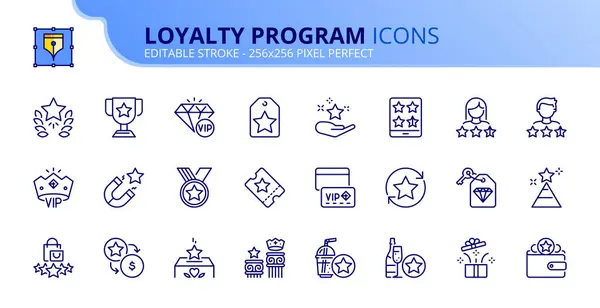 Линии Значки Программе Лояльности Содержит Такие Иконки Награды Бонусы Специальные — стоковый вектор