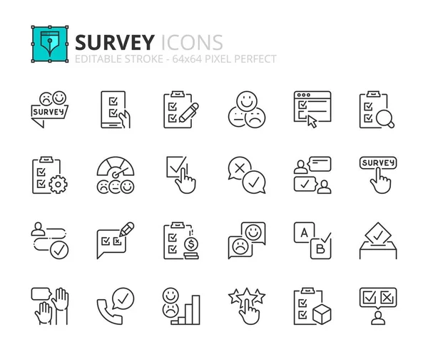 Iconos Línea Sobre Encuesta Contiene Iconos Tales Como Encuesta Análisis Gráficos vectoriales