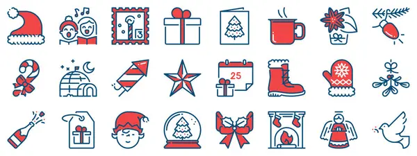 Iconos Línea Colores Sobre Navidad Con Trazo Editable Vectores de stock libres de derechos