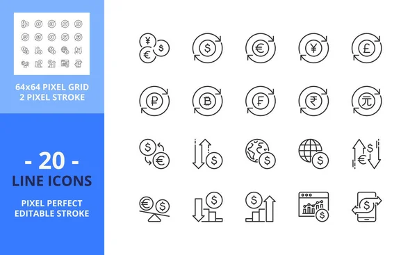 Line Icons Currency Exchange Contains Icons Track Exchange Rate Dollar Royalty Free Stock Vectors