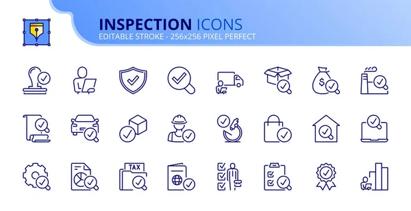 Line Icons Inspection Contains Icons Quality Control Security Verified Auditing — Stock Vector