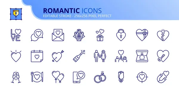 Iconos Línea Sobre Romántico Contiene Iconos Como Boda San Valentín — Vector de stock