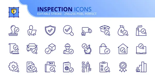 Iconos Línea Sobre Inspección Contiene Iconos Como Control Calidad Seguridad Ilustraciones De Stock Sin Royalties Gratis
