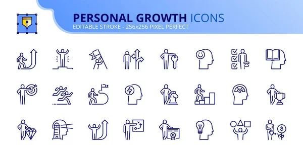 Icone Linea Sulla Crescita Personale Contiene Icone Come Motivazione Leadership Grafiche Vettoriali