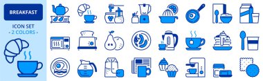 Kahvaltı hakkında iki renkli simgeler. Düzenlenebilir vuruş.
