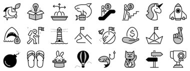 İş hakkında iki tonda ikonlar ve metaforlar ve deyimler finanse ediyor. Görev, vizyon ve başarı gibi ikonlar içeriyor. Düzenlenebilir vuruş