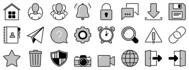 Arayüz 1 hakkında iki tonda simgeler. Düzenlenebilir vuruş. 