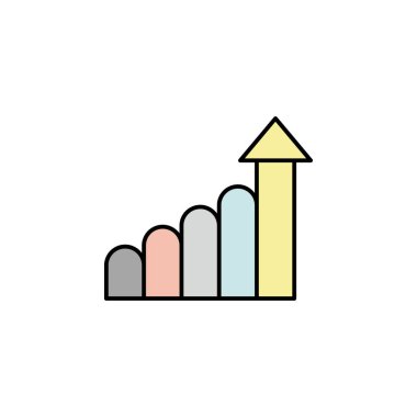 Büyüme finans grafiği ana hatları simgesi. Mali illüstrasyon ikonu. İşaretler, semboller ağ, logo, mobil uygulama, UI, UX renkli simge için kullanılabilir