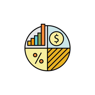 Yatırım finans şeması taslak simgesi. Mali illüstrasyon ikonu. İşaretler, semboller ağ, logo, mobil uygulama, UI, UX renkli simge için kullanılabilir