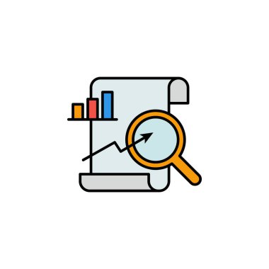 Analitik kağıt çizelgesi ana hatları simgesi. Mali illüstrasyon ikonu. İşaretler, semboller ağ, logo, mobil uygulama, UI, UX renkli simge için kullanılabilir