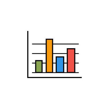 İş çubukları grafik taslak simgesi. Mali illüstrasyon ikonu. İşaretler, semboller ağ, logo, mobil uygulama, UI, UX renkli simge için kullanılabilir