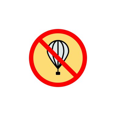 Yasak hava balonu simgesi ağ, logo, mobil uygulama, UI, UX renkli simge için kullanılabilir