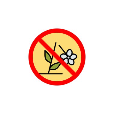 Yasak çiçek koparma simgesi ağ, logo, mobil uygulama, UI, UX renkli simge için kullanılabilir