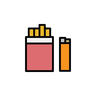 Sigara ana hatları ikonu. Sigara içme aktiviteleri illüstrasyon simgesi. İşaretler ve semboller ağ, logo, mobil uygulama, UI, UX renkli simge için kullanılabilir