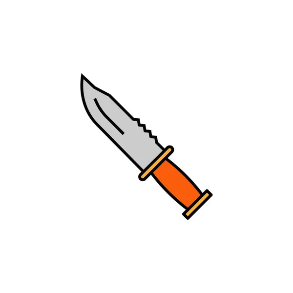 Стальной Охотничий Нож Острый Нож Иконка Линии Охоты Белом Фоне — стоковый вектор